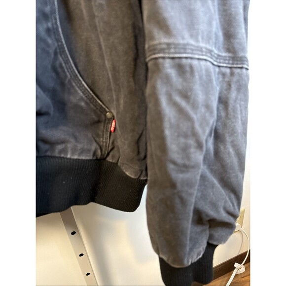 Levi ?vint Canvas Fleece Lined Trucker Jacket Outdoor Barn Shredded Faded Grunge - Picture 2 of 7